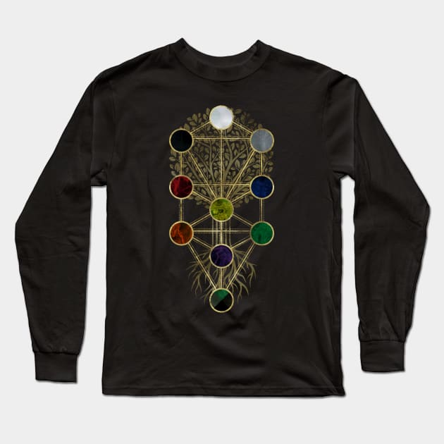 Kabbalah The Tree of Life - Etz Hayim Long Sleeve T-Shirt by Nartissima